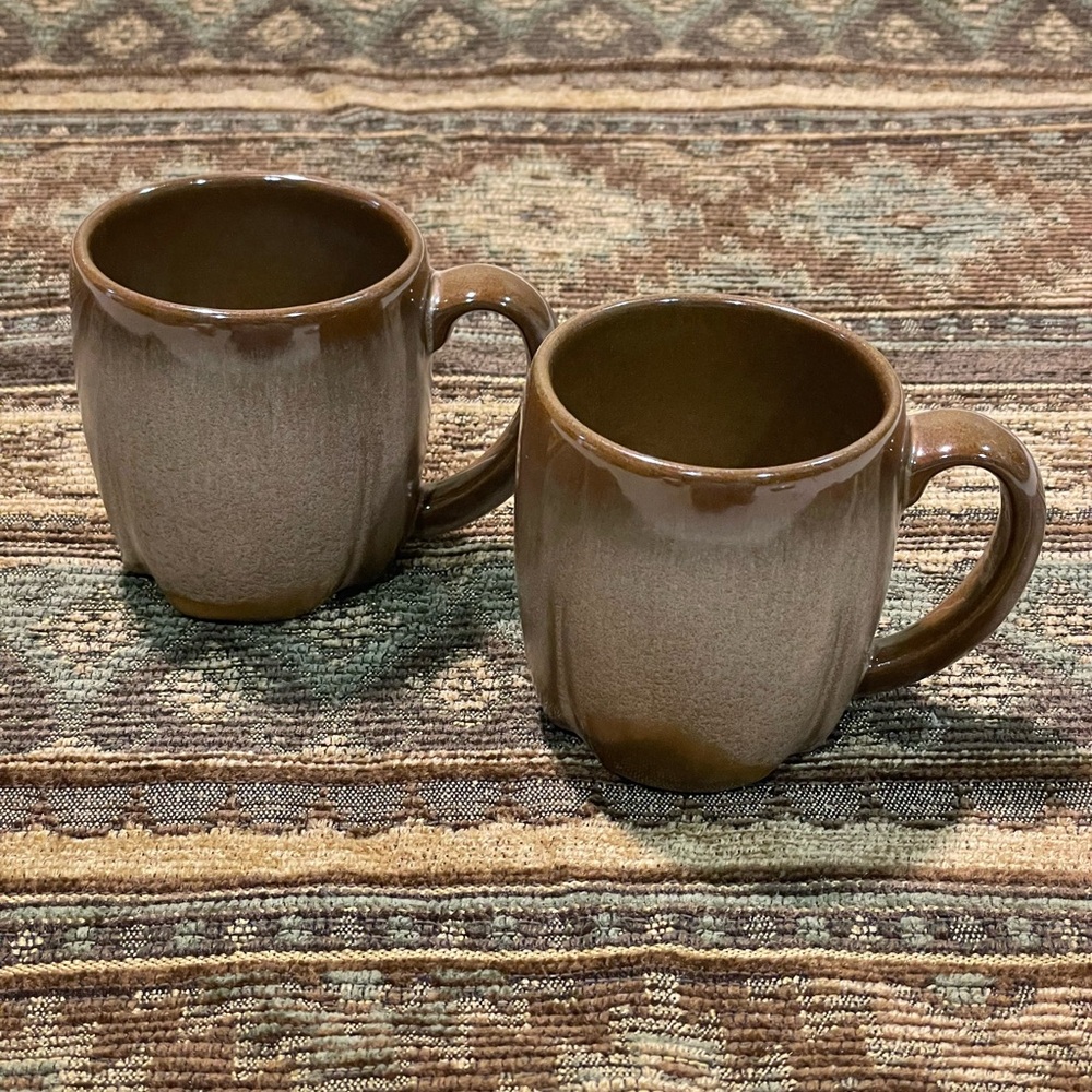 Frankoma Pottery Plainsman Brown Satin Mug Set